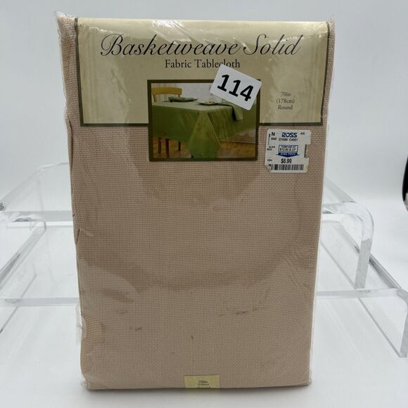 NOS ELRENE HOME FASHIONS 100% POLYESTER MARIGOLD 70" ROUND TABLECLOTH - Picture 2 of 8